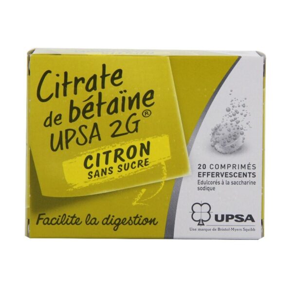 Citrate De Betaine Citron Upsa 2G Sans Sucre 20 Comprimés Effervescants