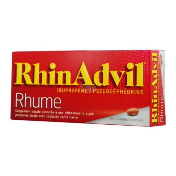 Rhinadvil Rhume Ibuprofene Pseudoephedrine 20 Comprimés Enrobés