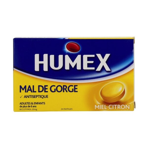 Humex Mal de Gorge Miel Citron 20mg 24 pastilles