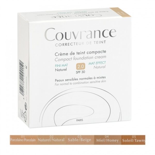 AVENE COUVRANCE CREME DE TEINT COMPACTE FINI MAT 9.5G