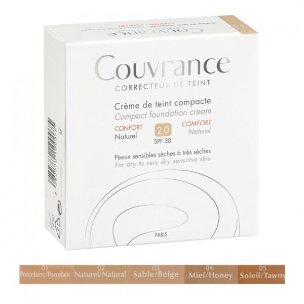 AVENE Couvrance Crème De Teint Compacte Texture Confort Spf30 Peaux Sèches Et Sensibles 9.5g