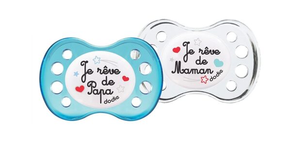 DODIE - 2 SUCETTES ANATOMIQUES SILICONE NUIT - JE RÊVE - 6M+ - A36