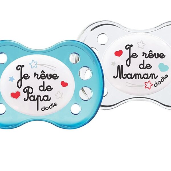 DODIE - 2 SUCETTES ANATOMIQUES SILICONE NUIT - JE RÊVE - 6M+ - A36