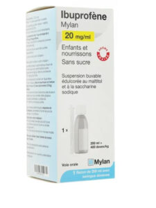 Ibuprofène Mylan 20mg/ml suspension buvable sans sucre 200ml