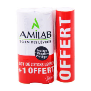 AMILAB Soin des Lèvres l' Original - Lot de 3 Stick/4.7g - Baume Labial 4 en 1