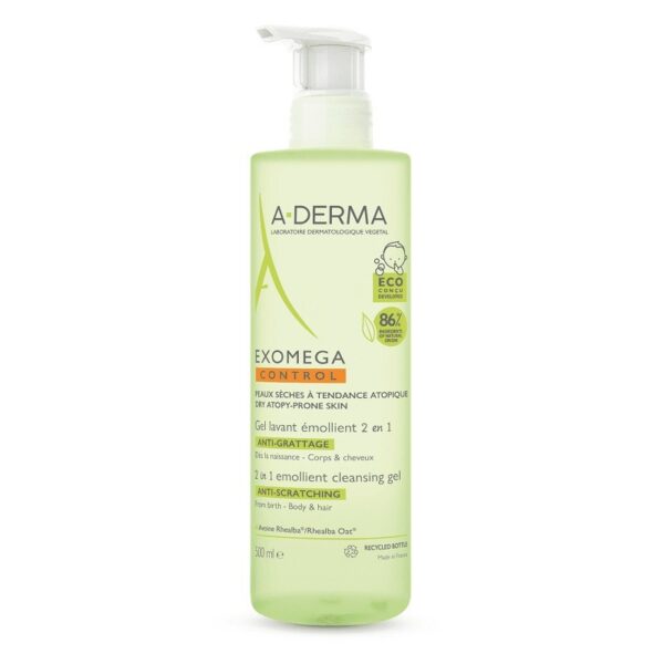 Aderma Exomega Control Gel Lavant Émollient 2-en-1 Corps et Cheveux Bébé