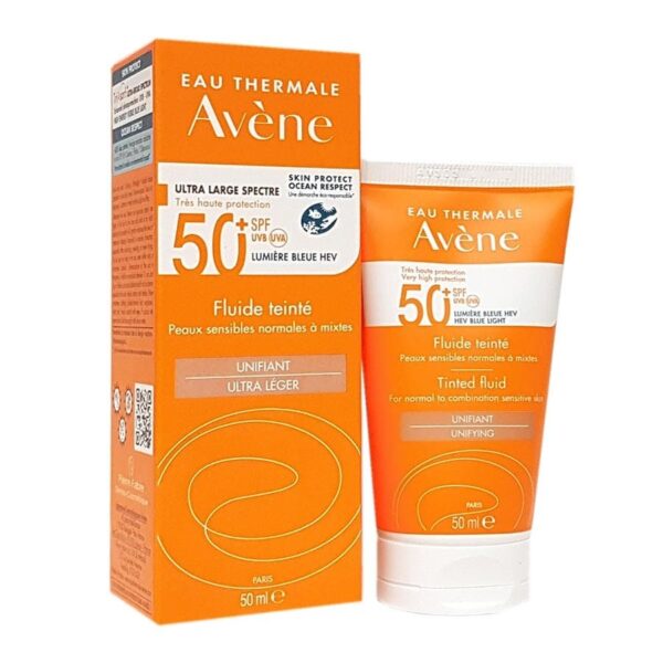 AVENE SOLAIRE Fluide Teinté SPF50+ 50ml - Unifiant, Ultra Léger