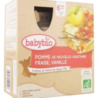 Babybio Pomme Fraise Vanille 6 Mois et + Bio 4 Gourdes de 90 g