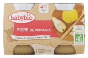 Babybio Poire 4 Mois et + Bio 2 Pots de 130 g