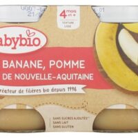 Babybio Banane Pomme 4 Mois et + Bio 2 Pots de 130 g