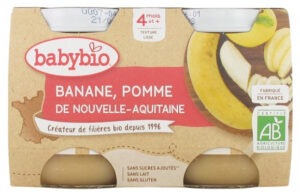 Babybio Banane Pomme 4 Mois et + Bio 2 Pots de 130 g