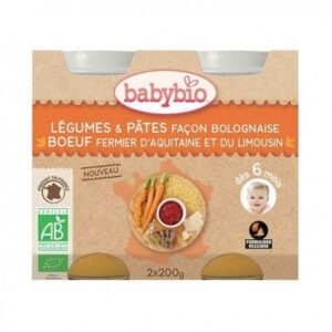 BABYBIO LEGUMES PATES FACON BOLOGNAISE AU BOEUF FERMIER 2X200G