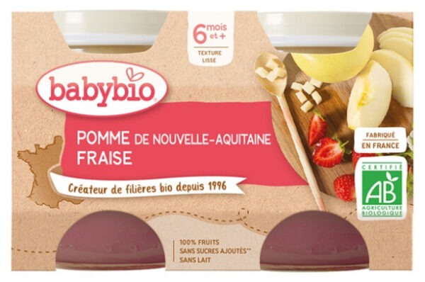 Babybio Pomme Fraise 6 Mois et + Bio 2 Pots de 130 g