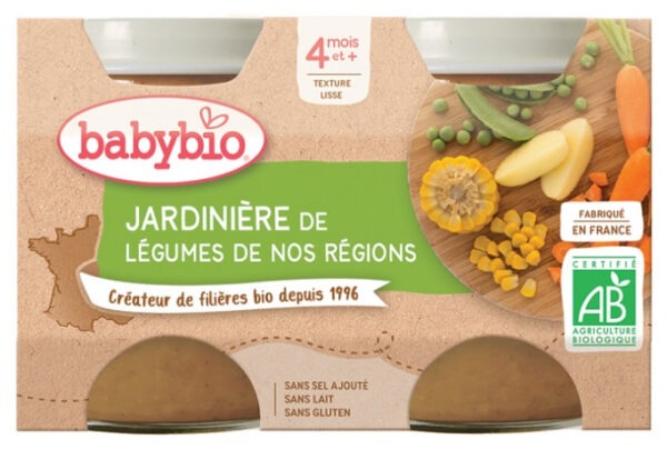 Babybio Jardinière de Légumes 4 Mois et + Bio 2 Pots de 130 g