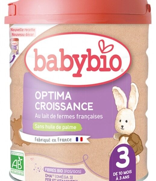 Babybio Optima Croissance 3 au Lait de Fermes Françaises de 10 Mois à 3 Ans Bio 800 g