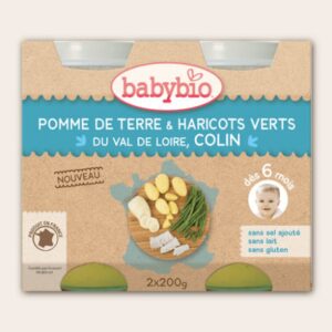 BABYBIO HARICOTS VERTS POMME DE TERRE COLIN SAUVAGE 2X200G