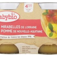 Babybio Mirabelles Pomme 4 Mois et + Bio 2 Pots de 130 g