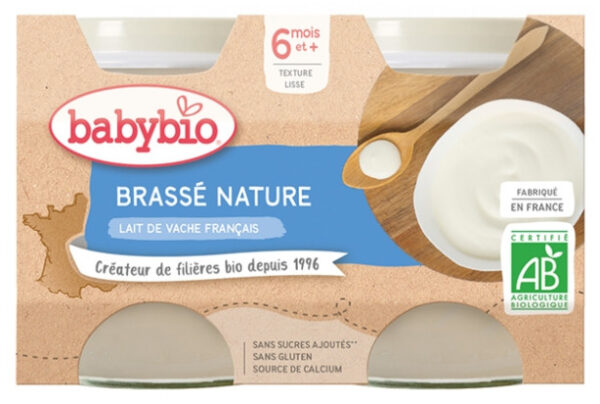 Babybio Brassé Nature 6 Mois et + Bio 2 Pots de 130 g