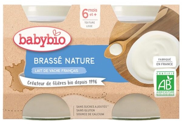 Babybio Brassé Nature 6 Mois et + Bio 2 Pots de 130 g