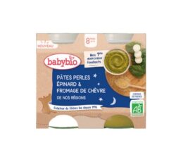 BabyBio Pâtes Perles Epinard Fromage de chèvre BIO 2X200G