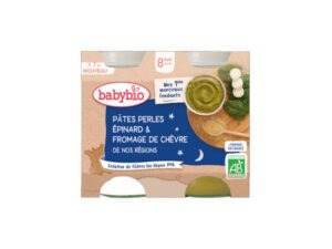 BabyBio Pâtes Perles Epinard Fromage de chèvre BIO 2X200G