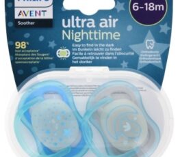 Avent Ultra Air Nighttime 2 Sucettes Orthodontiques 6-18 Mois - Couleur : Bleu