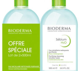 Bioderma Sébium H2O Eau Micellaire Nettoyante Purifiante Lot de 2 x 500 ml