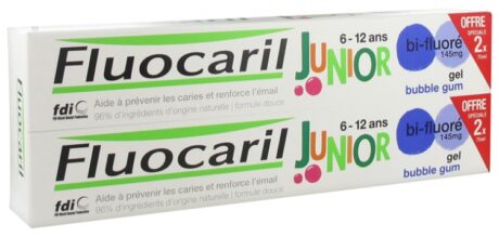 Fluocaril Junior Dentifrice 6-12 Ans 2x75 ml - Goût Bubble Gum