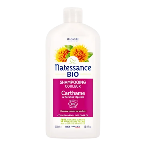 Natessance Shampoing Couleur Carthame Bio & Kératine Végétale 500 ml