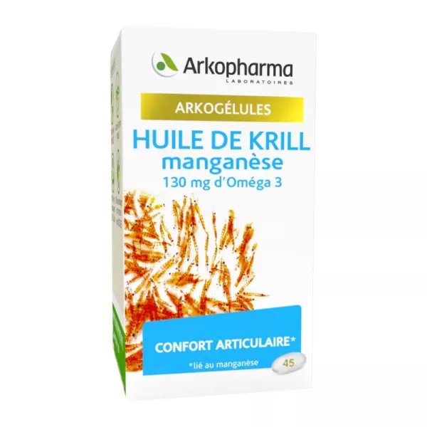 3401560243635 arkogelules huile de krill et manganese 130mg d omega 3 confort articulaire bte 45