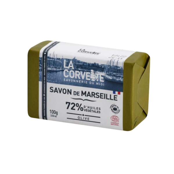 la-corvette-savon-de-marseille-olive-100g La Corvette Savon de Marseille Olive 100g – Image 1