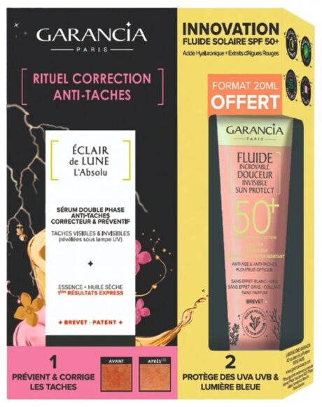 Garancia Éclair de Lune l'Absolu Sérum Double Phase Anti-Taches Correcteur et Préventif 30 ml + Fluide Incroyable Douceur SPF50 + 20 ml Offert