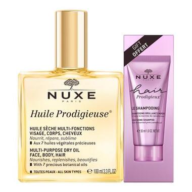 NUXE Huile Prodigieuse 100 ml + Hair Prodigieux Le Shampoing Brillance Miroir 30 ml Offert