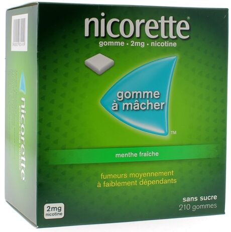 Nicorette Menthe Fraiche 2mg Sans Sucre 210 gommes à mâcher