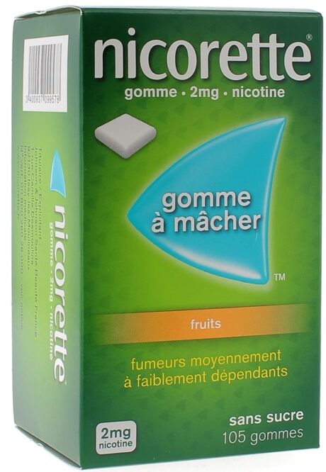 Nicorette 105 Gommes 2mg fruits