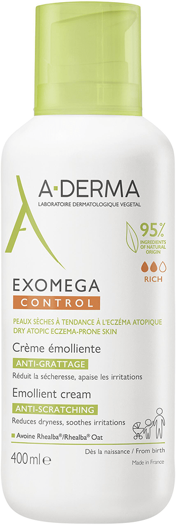 ADERMA EXOMEGA CONTROL Crème émolliente anti-grattage Fl pompe de 400ml