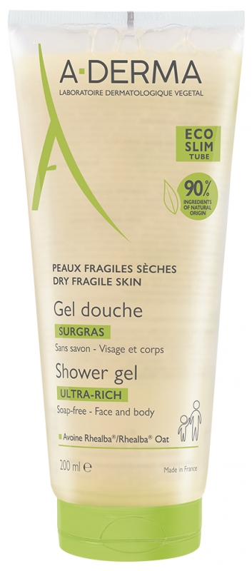 A-Derma Gel Douche Surgras Hydratant 200ml - Peaux Sensibles