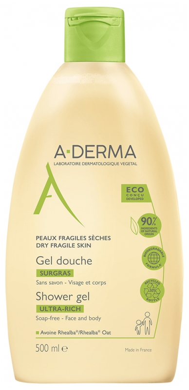 A-Derma Gel Douche Surgras Hydratant 500 ml - Peaux Sensibles