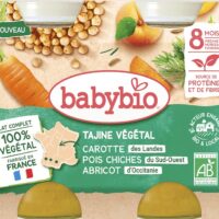 Babybio Tajine Végétal Carotte Pois Chiches Abricot 8 Mois et + Bio 2 Pots de 200 g