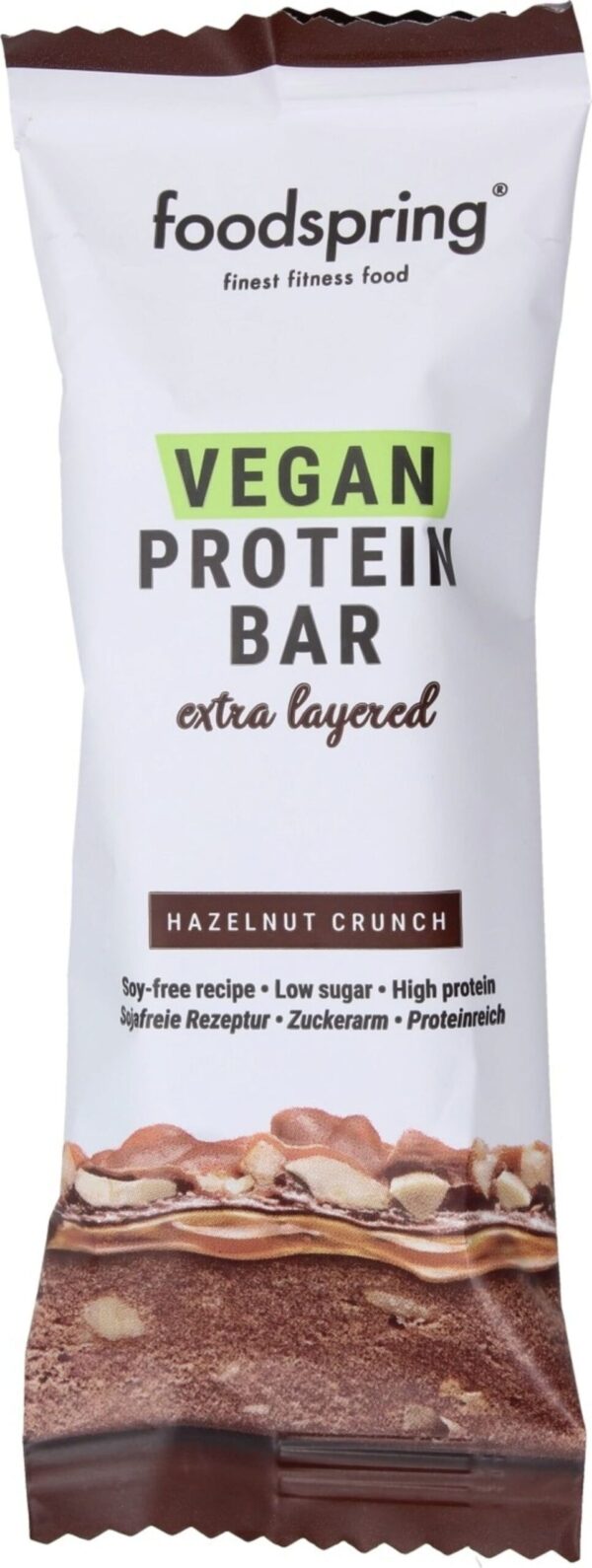Foodspring Vegan Protein Bar Noisette Croquante 45g – Image 1
