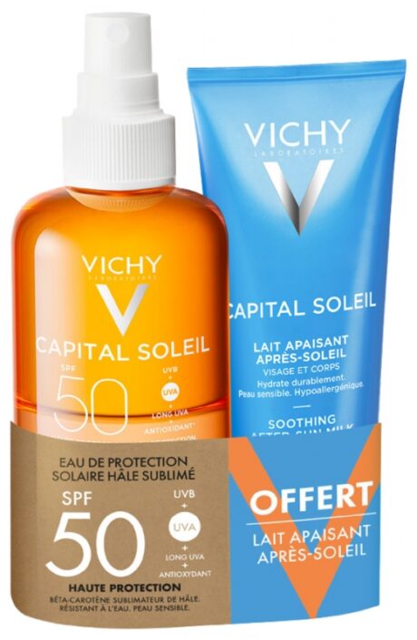 Vichy Capital Soleil Eau Protectrice SPF50 200 ml + Lait Apaisant 100 ml Gratuit