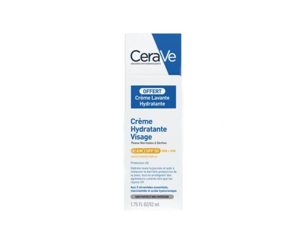 CeraVe Crème Hydratante Visage SPF50 52ml + Crème Lavante 20ml CeraVe Crème Hydratante Visage SPF50 52ml + Crème Lavante 20ml