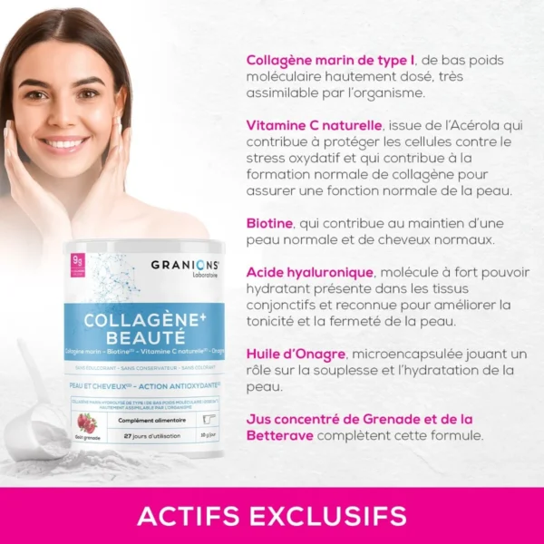 Granions Collagène Beauté 275g - Complément Anti-Âge Efficace actifs
