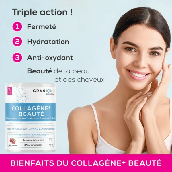 Granions Collagène Beauté 275g - Complément Anti-Âge Efficace triple actions
