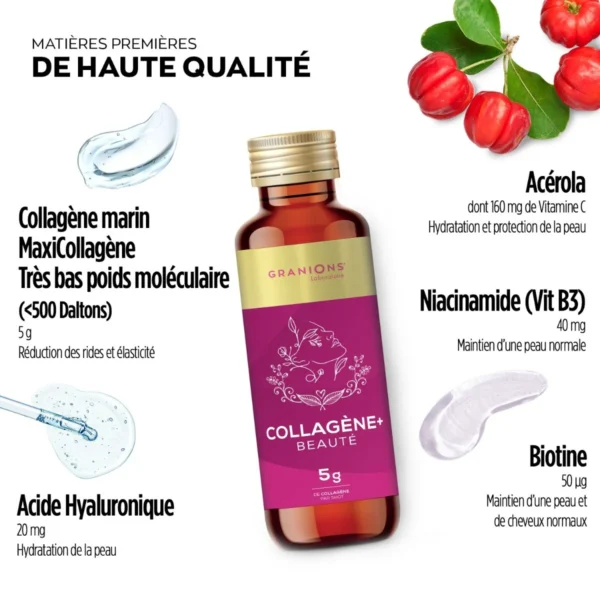 Granions Collagène Beauté 8 Shots Fruits Rouges - Anti-âge Efficace ingredients Granions Collagène Beauté 8 Shots Fruits Rouges - Anti-âge Efficace ingredients