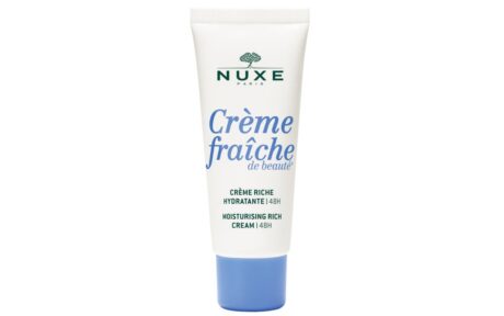 a white and blue tube with blue textNuxe Crème Fraîche de Beauté Riche Hydratante 48h 30ml