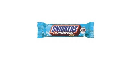 a blue and white candy barSnickers High Protein Crisp Bar Barre Protéinée Chocolat au Lait 55g