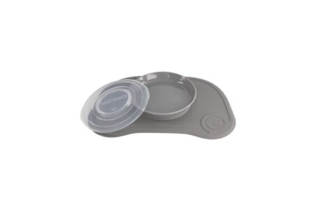 TwistShake Assiette Plateau Enfant Antidérapante 6m+ Gris Pastel