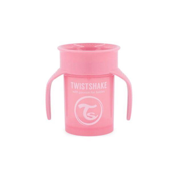 TwistShake Gobelet 360° Rose Innovant pour Bébé 230ml 6m+