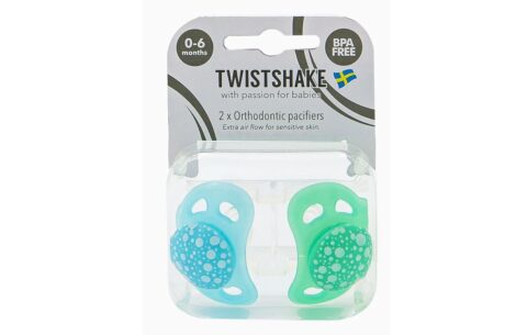 TwistShake Sucettes Orthodontiques 0-6 mois Apaisantes BleuVert x2